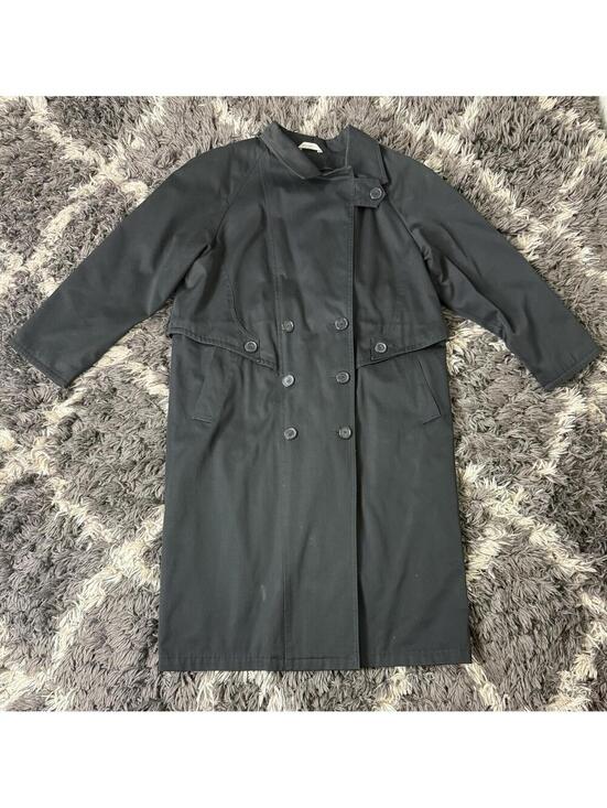 Jackets & Blazers - LA Vouge Trench Coat Women’s Size 6 Black Wool Blend Lined Button Front
